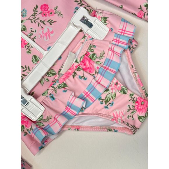 Nicole Miller Floral 2 Piece Swim Rashguard Ruffle Bikini Girl Size 2T New - Picture 7 of 13